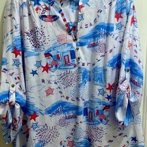 DO YOU NEED patriotic shirt July 4 festivities? NWT Kim Rodgers V-neck XXL Tunic